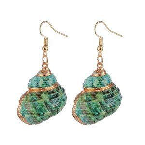 Blue Ocean Breeze Seashell Dangle Earrings